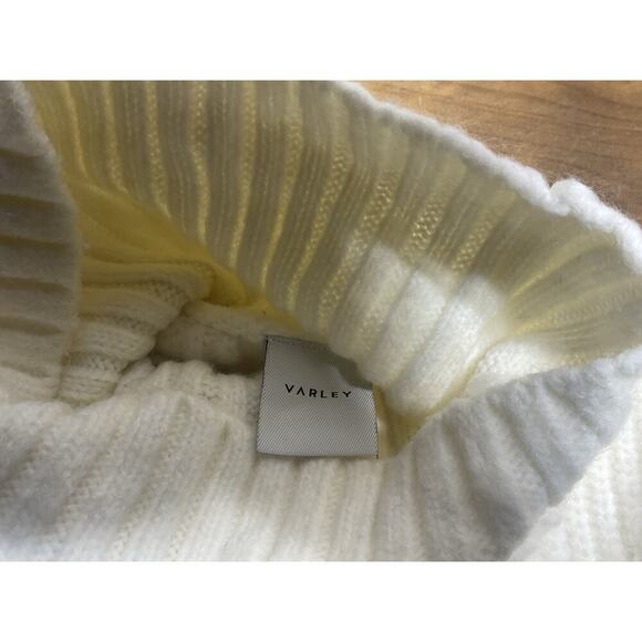 Varley Rogan Sweater Women's Large Ivory Stretch Long Sleeves Turtle Neck - Picture 7 of 13